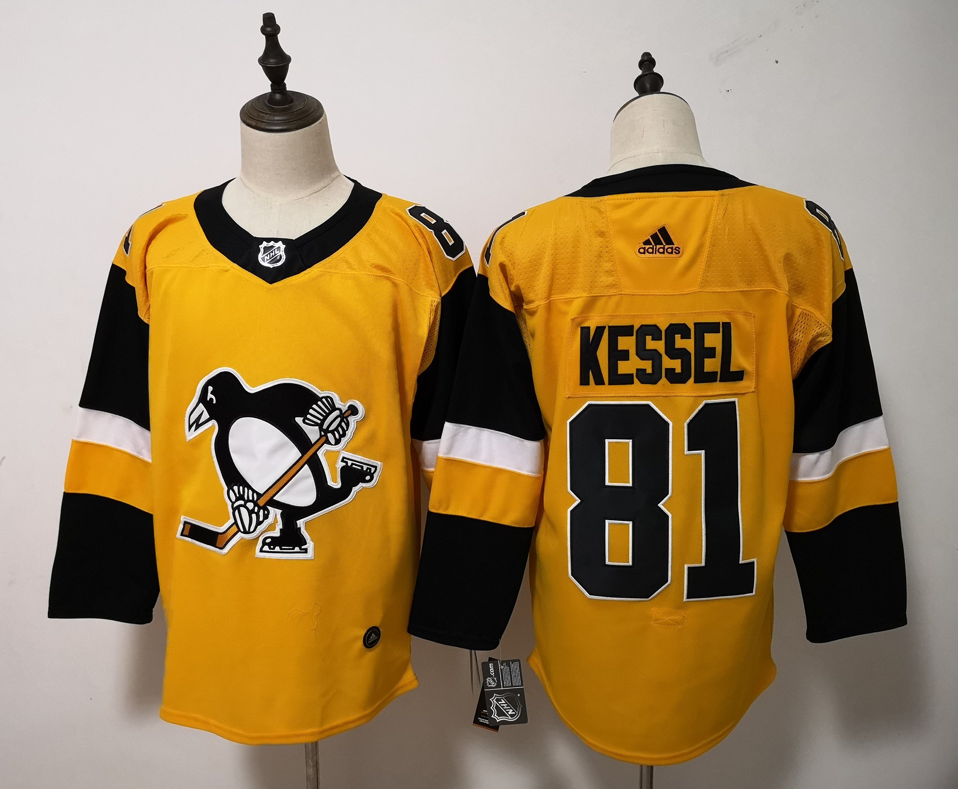 Men Pittsburgh Penguins #81 Kessel Yellow Adidas Alternate Authentic Stitched NHL Jersey->pittsburgh penguins->NHL Jersey